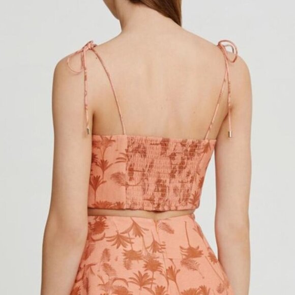 Significant Other Maria Crop Top and Shorts Set 8 Sunset Palm Orange - Picture 5 of 6